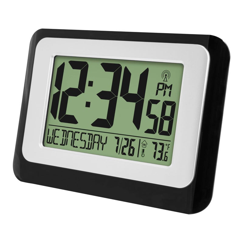 La Crosse Technology W88631 Digital Atomic Black Wall Clock with Temperature - Image 2